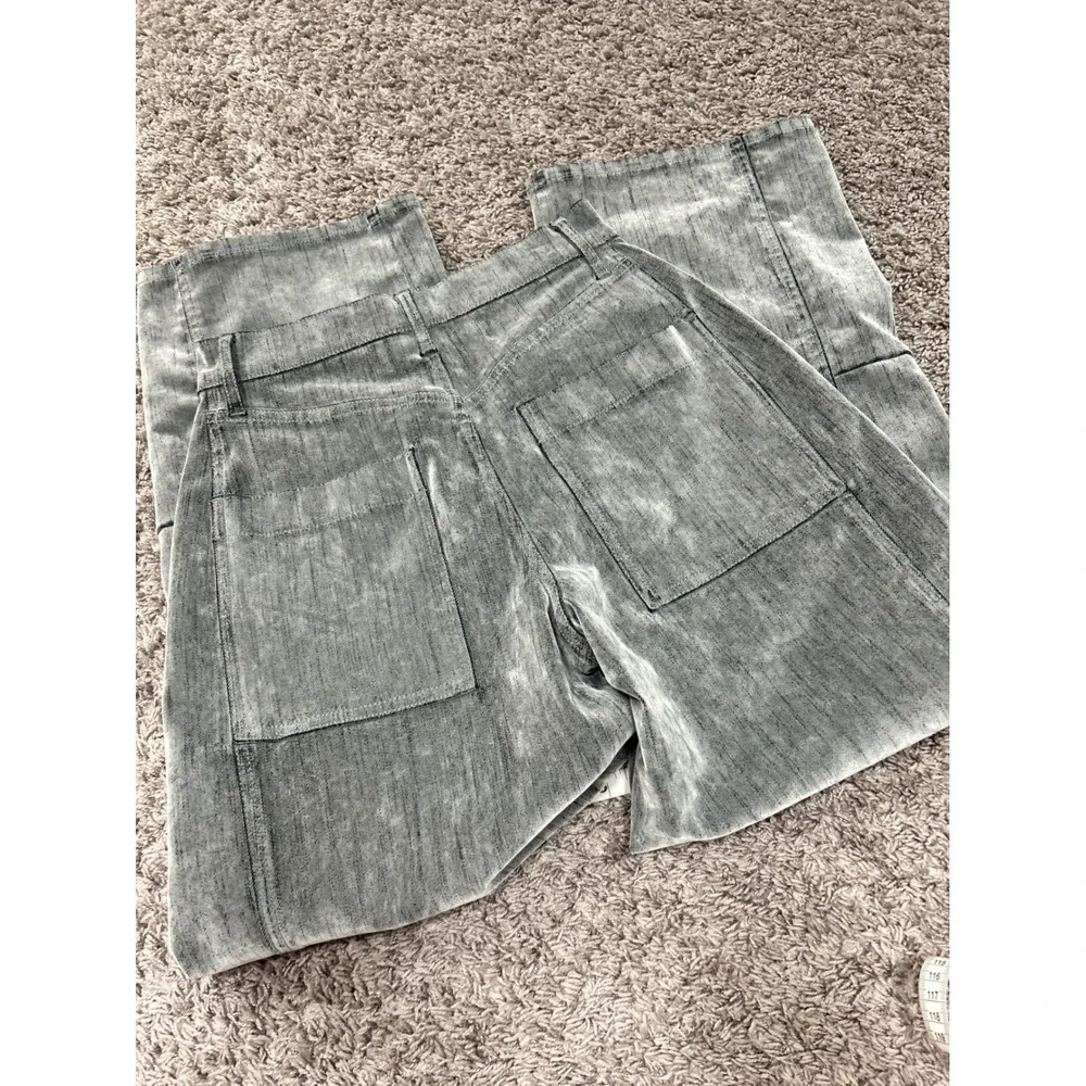 ana Highest Rise Barrel Jeans Stone Grey Flocked Tapered Leg Womens Size 2 NEW
